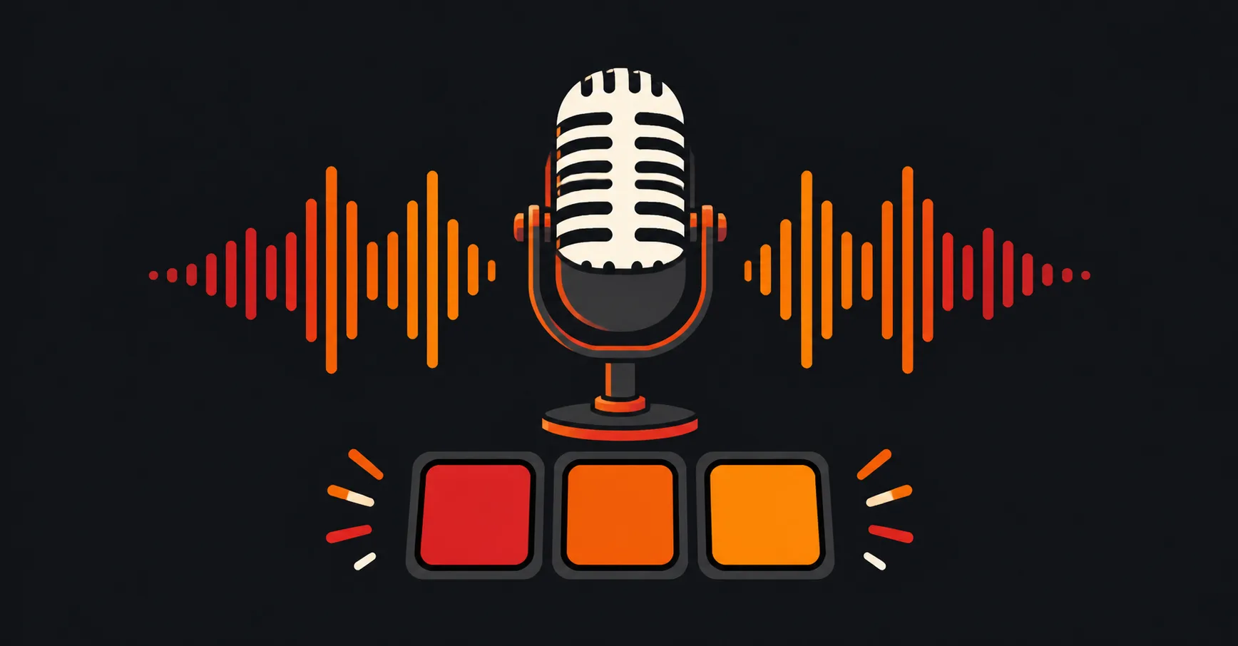 Studio microphone, waveform, and sound pads